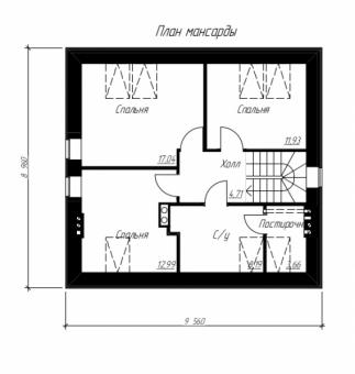 Проект индивидуального одноэтажного жилого дома с мансардой